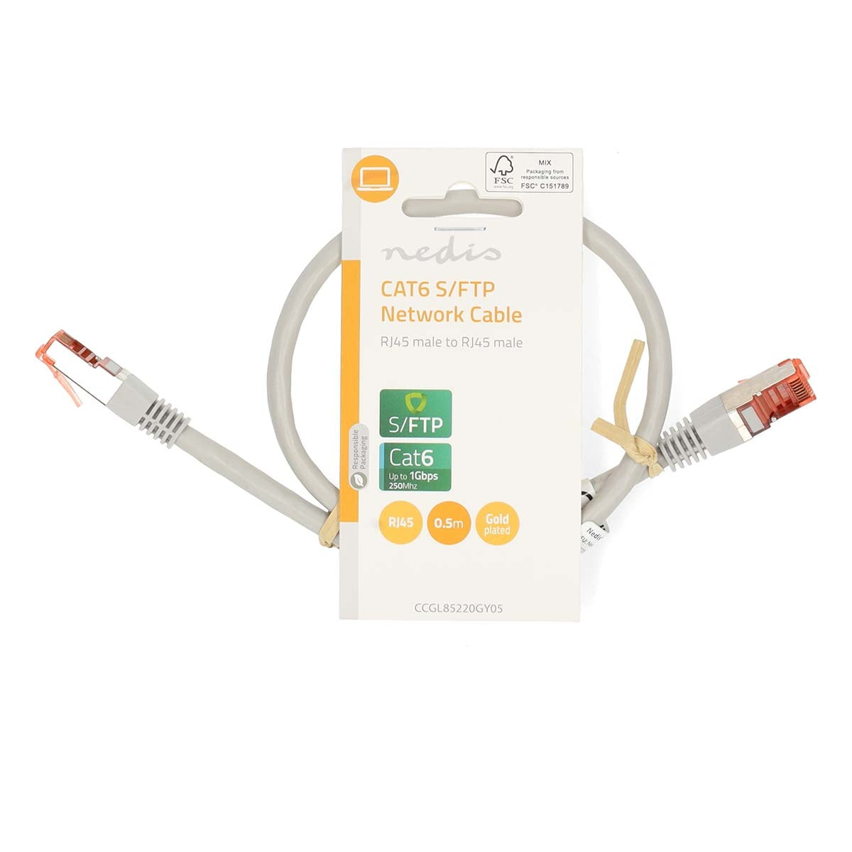 CAT6 Network Cable | RJ45 male | RJ45 male | SF/UTP | 0.50 m | Round | PVC | Gray | Label