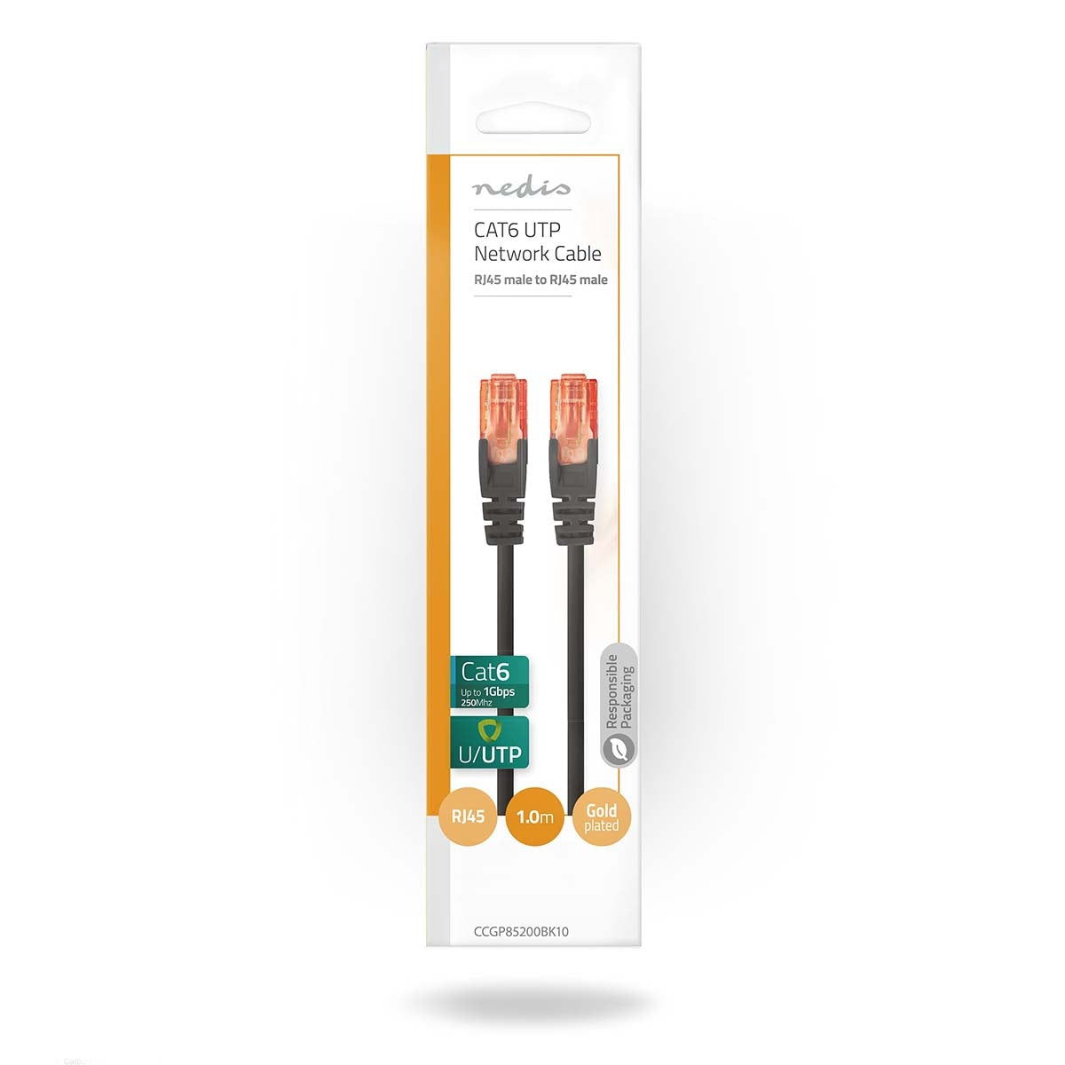 CAT6 Network Cable | RJ45 male | RJ45 male | U/UTP | 1.00 m | Round | PVC | Black | Envelope