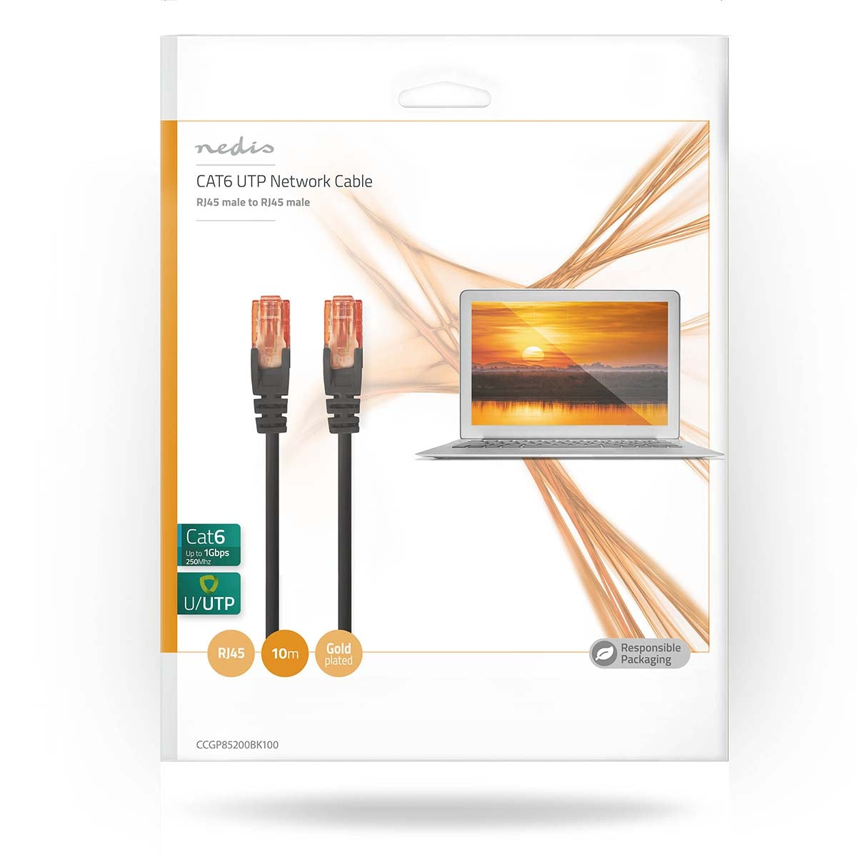 CAT6 Network Cable | RJ45 male | RJ45 male | U/UTP | 10.0 m | Round | PVC | Black | Envelope