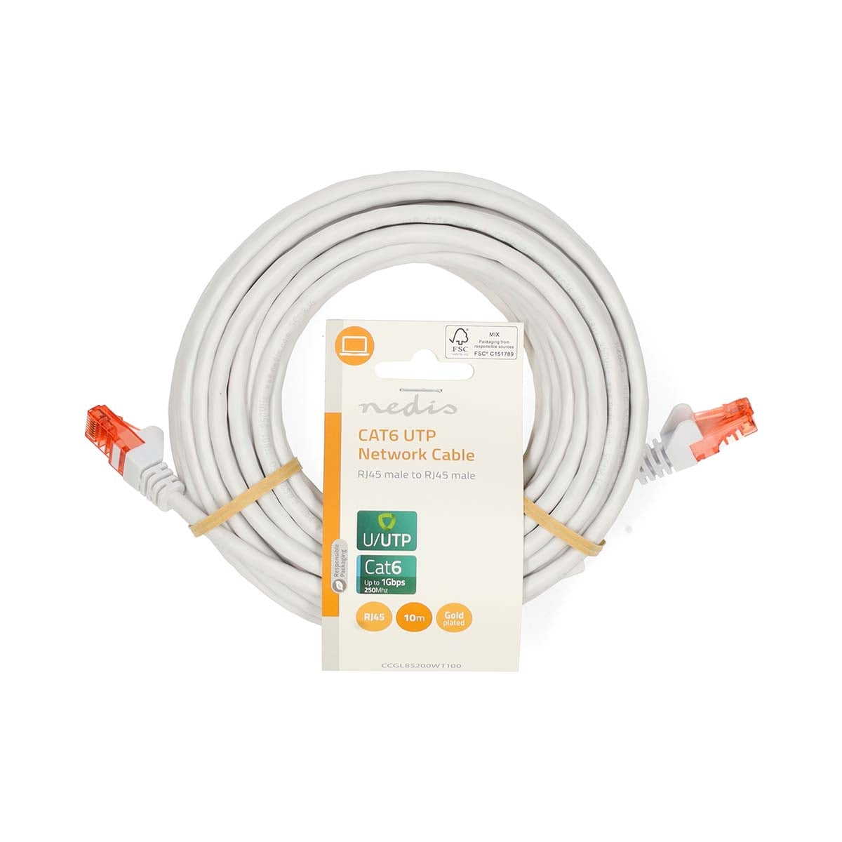 CAT6 Network Cable | RJ45 male | RJ45 male | U/UTP | 10.0 m | Round | PVC | White | Label