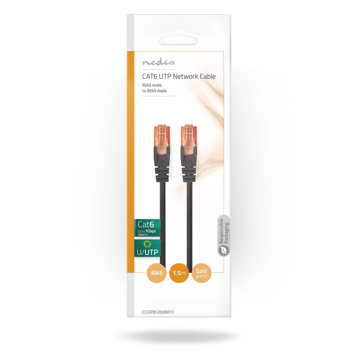 CAT6 Network Cable | RJ45 male | RJ45 male | U/UTP | 1.50 m | Round | PVC | Black | Envelope