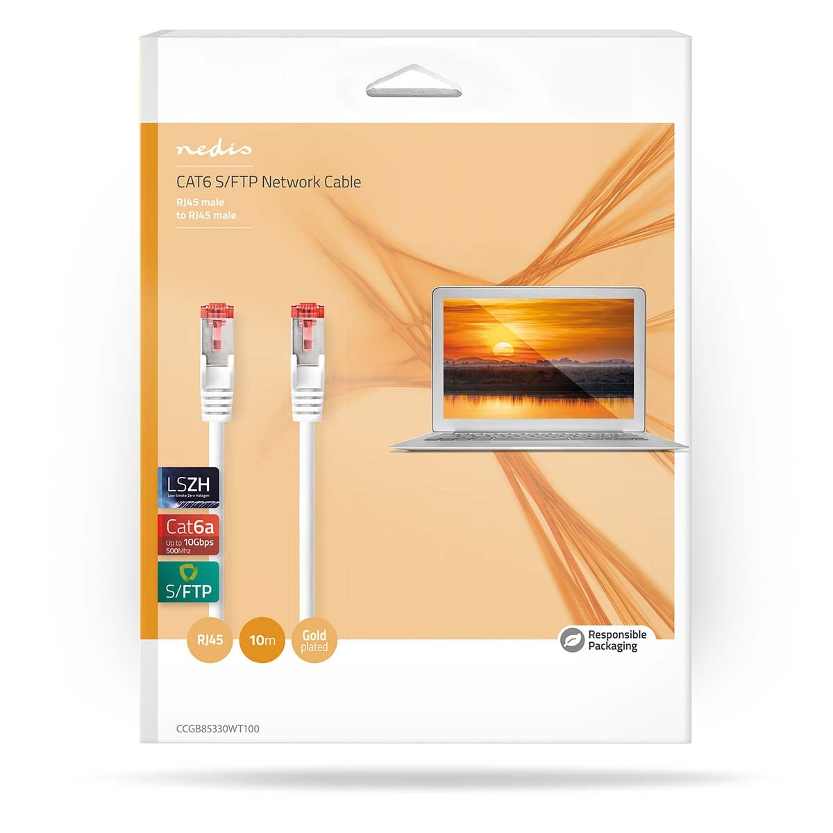 CAT6a network cable | S/FTP | RJ45 male | RJ45 male | 10.00 m | Round | LSZH | White | Box