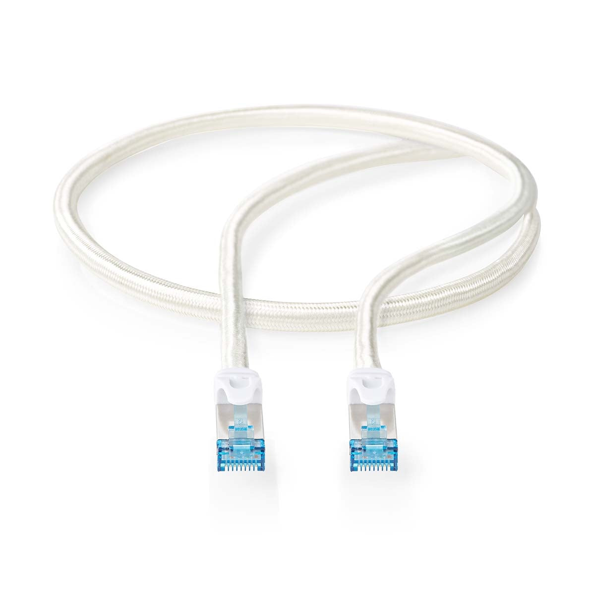 CAT6a network cable | S/FTP | RJ45 male | RJ45 male | 1.00 m | Snagless | Round | Braided / PVC | Silver | Carton with covered window