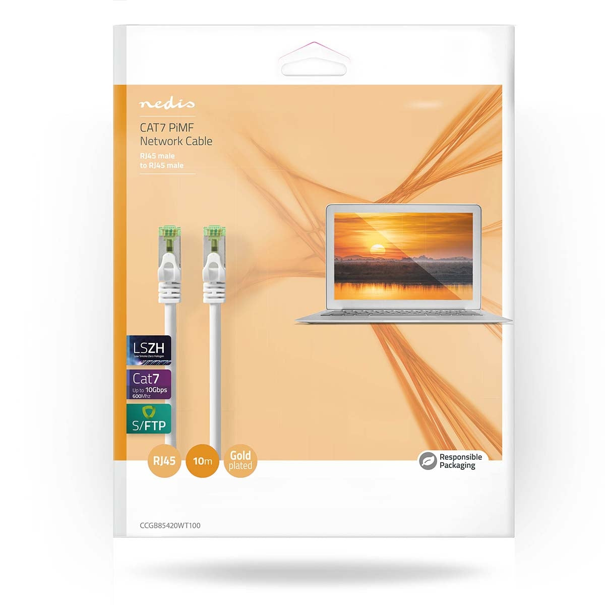 CAT7 network cable | S/FTP | RJ45 male | RJ45 male | 10.0 m | Snagless | Round | LSZH | White | Box