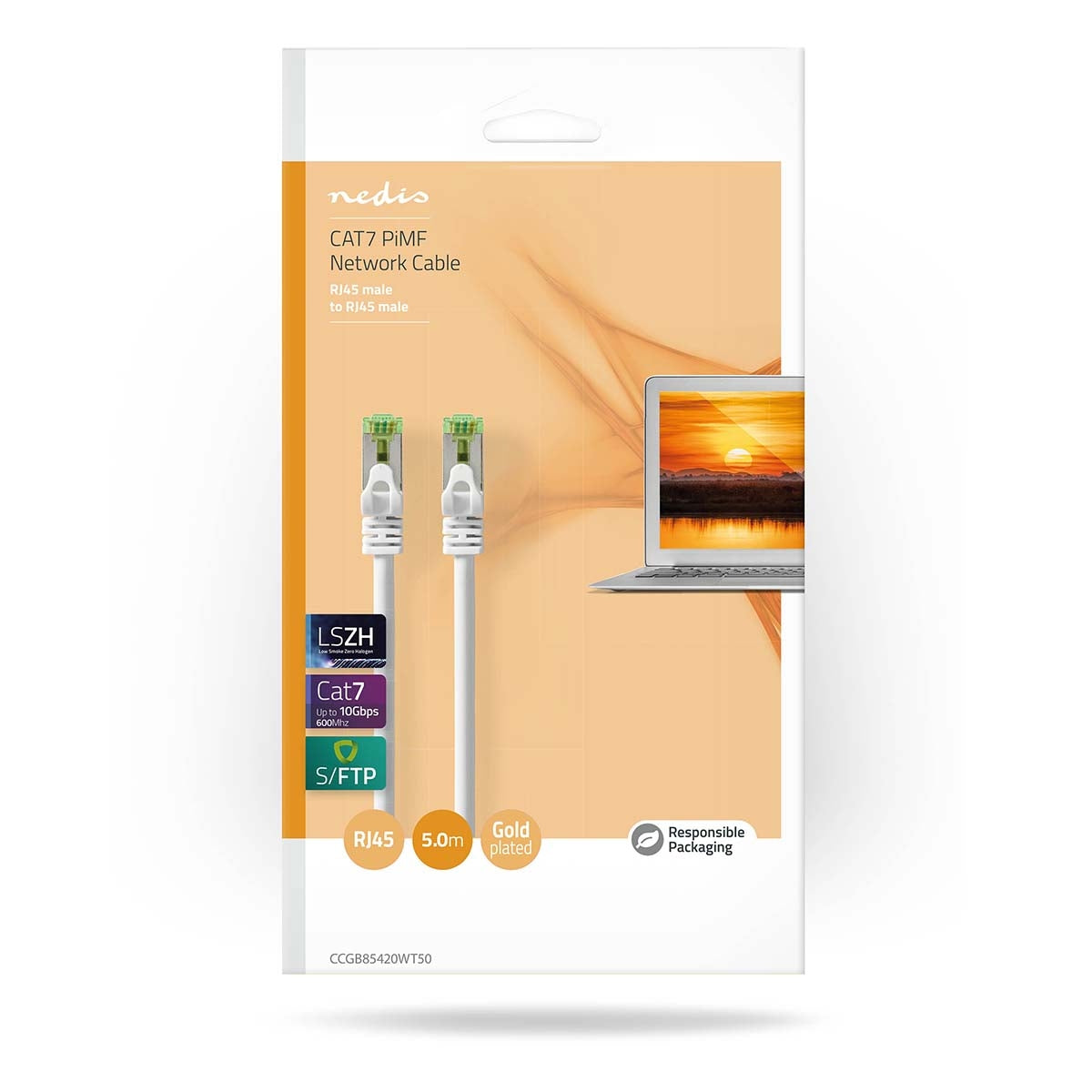 CAT7 network cable | S/FTP | RJ45 male | RJ45 male | 3.00 m | Snagless | Round | LSZH | White | Box