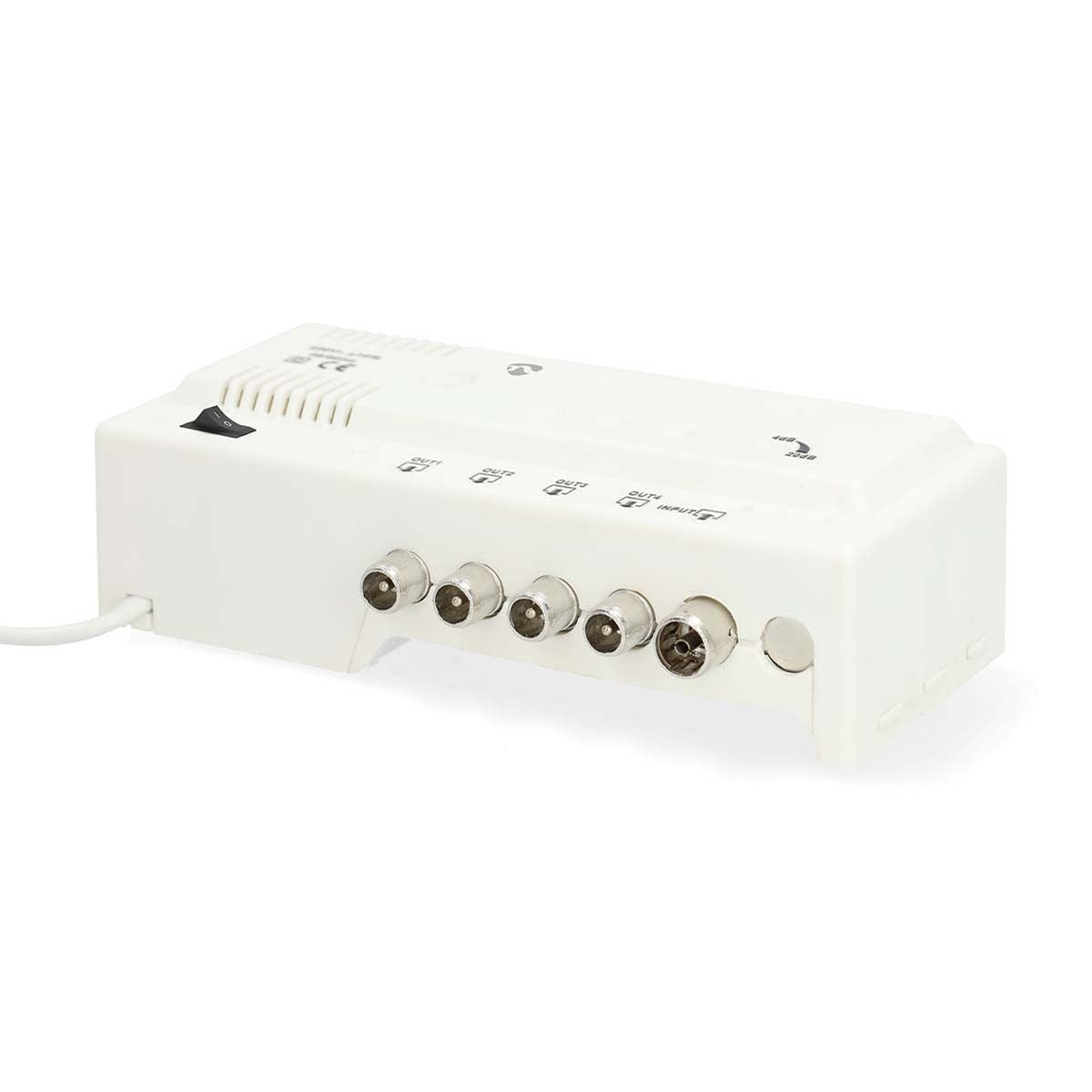 CATV Amplifier | Gain: 20 dB | 47 - 862 MHz | Number of outputs: 4 | Gain control | White