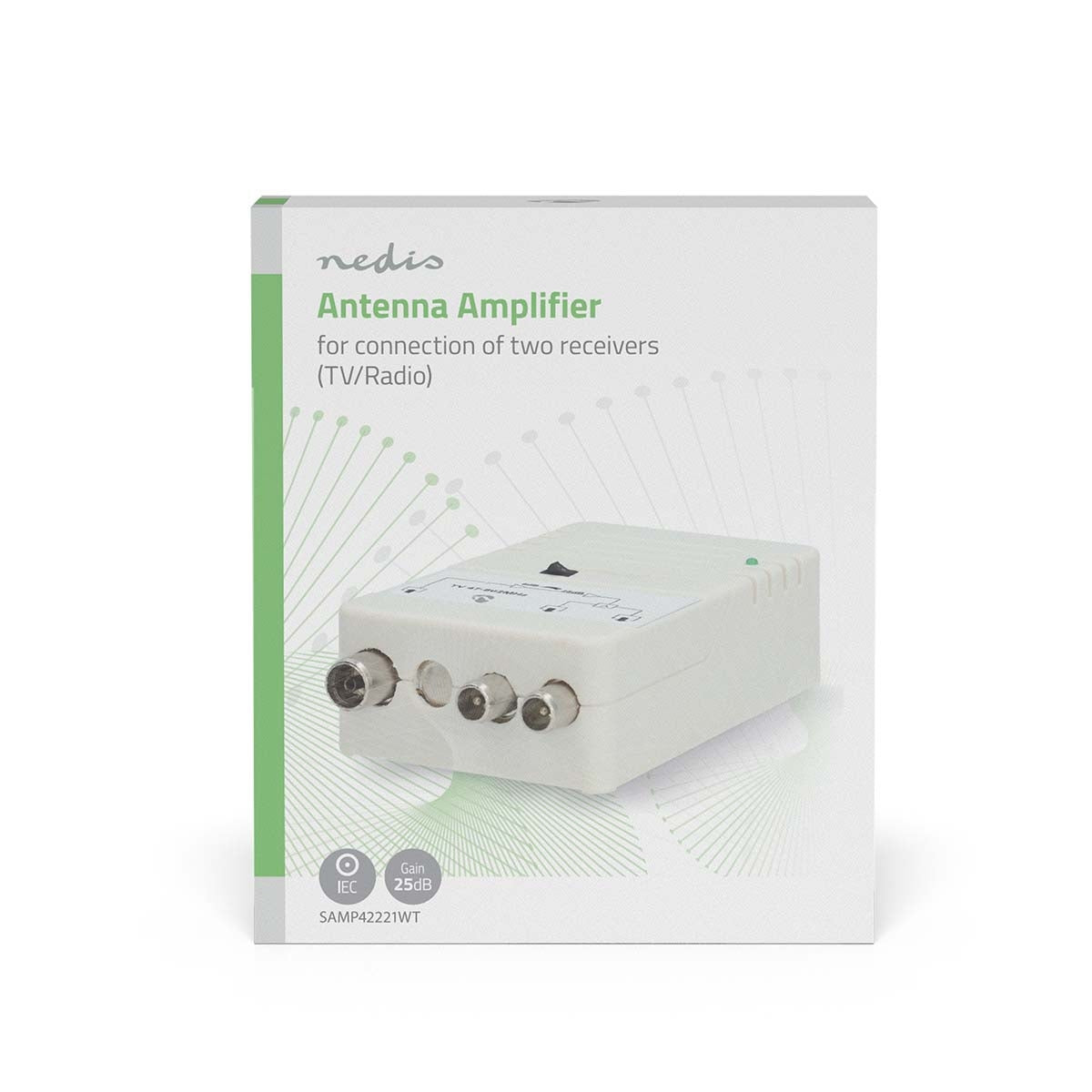 CATV Amplifier | Gain: 25 dB | 47 - 862 MHz | Number of outputs: 2 | Gain control | White