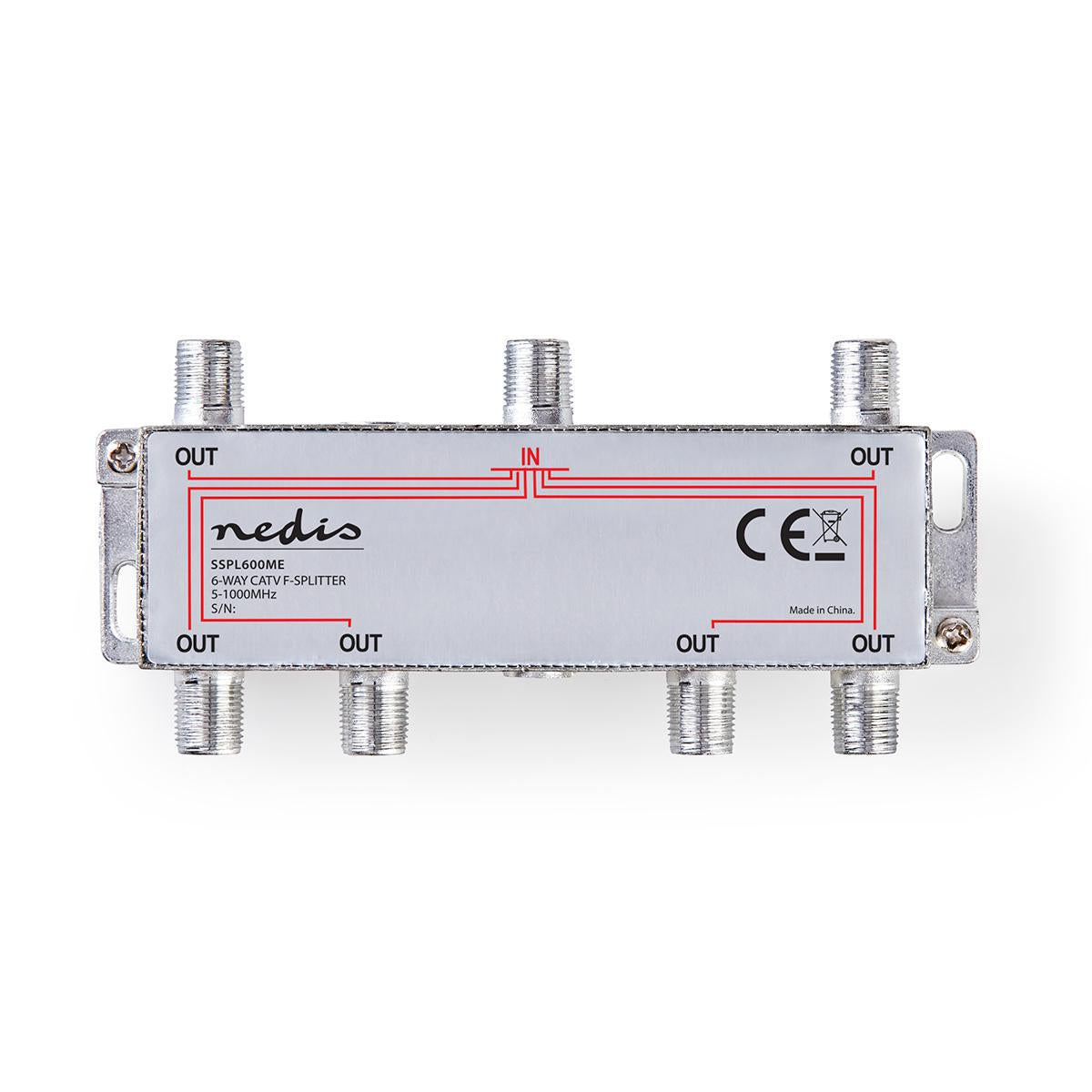 CATV Splitter | 5 - 1000 MHz | insertion loss: 10.0 dB | Number of outputs: 6 | 75 Ohm | Zinc