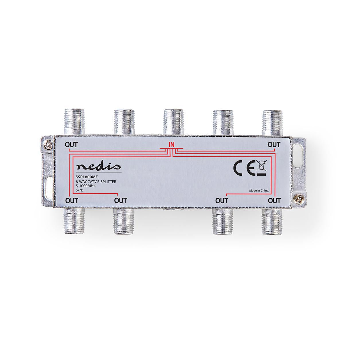 CATV Splitter | 5 - 1000 MHz | insertion loss: 11.0 dB | Number of outputs: 8 | 75 Ohm | Zinc