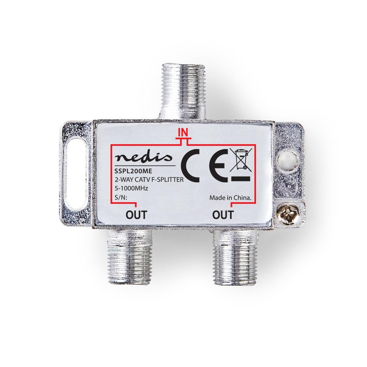 CATV Splitter | 5 - 1000 MHz | insertion loss: 4.2 dB | Number of outputs: 2 | 75 Ohm | Zinc