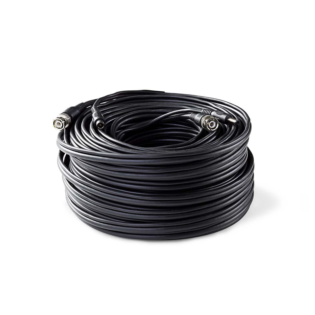 CCTV Camera Cable | BNC / DC | 10.0 m | Round | PVC | Black | Gift box