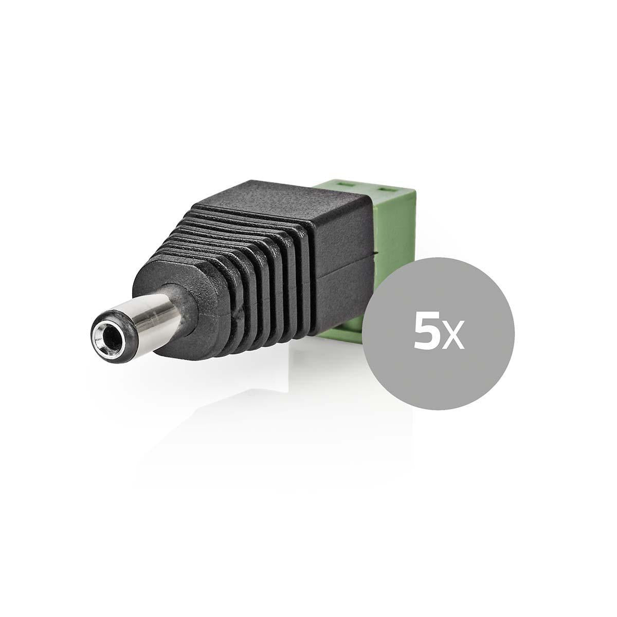CCTV Power Connection | 2-Way Terminal Block | 5.5 x 2.1 mm Male | Male | Green / Black