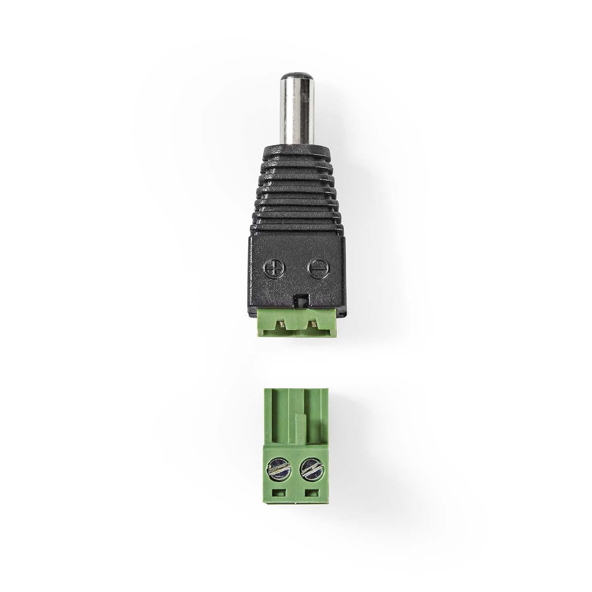 CCTV Power Connection | 2-Way Terminal Block | 5.5 x 2.1 mm Male | Male | Green / Black