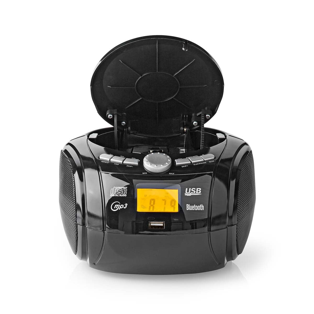 CD Player Boombox | Battery operated / Power adapter | Stereo | 9 W| Bluetooth® | FM | USB Playback | Carrying handle | Black