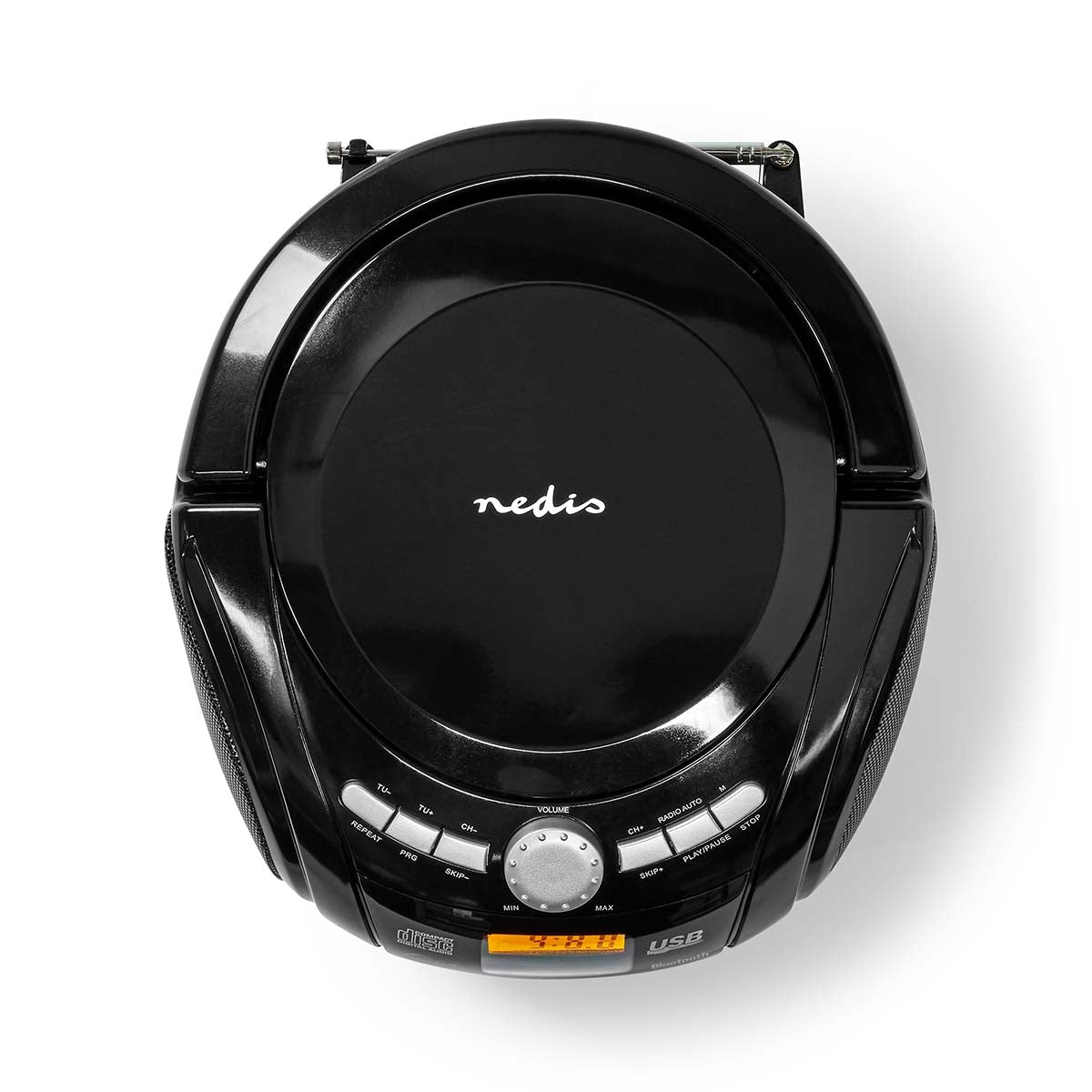 CD Player Boombox | Battery operated / Power adapter | Stereo | 9 W| Bluetooth® | FM | USB Playback | Carrying handle | Black