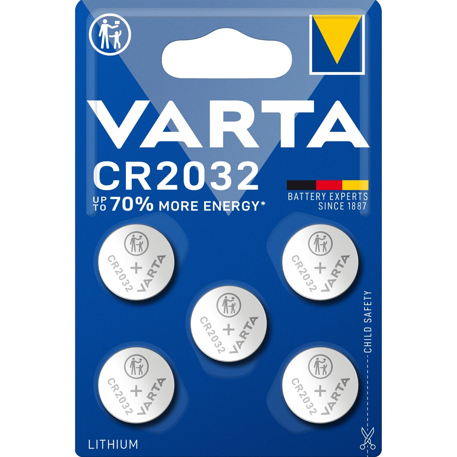CR2032 3V Lithium Button cell battery 5-pack