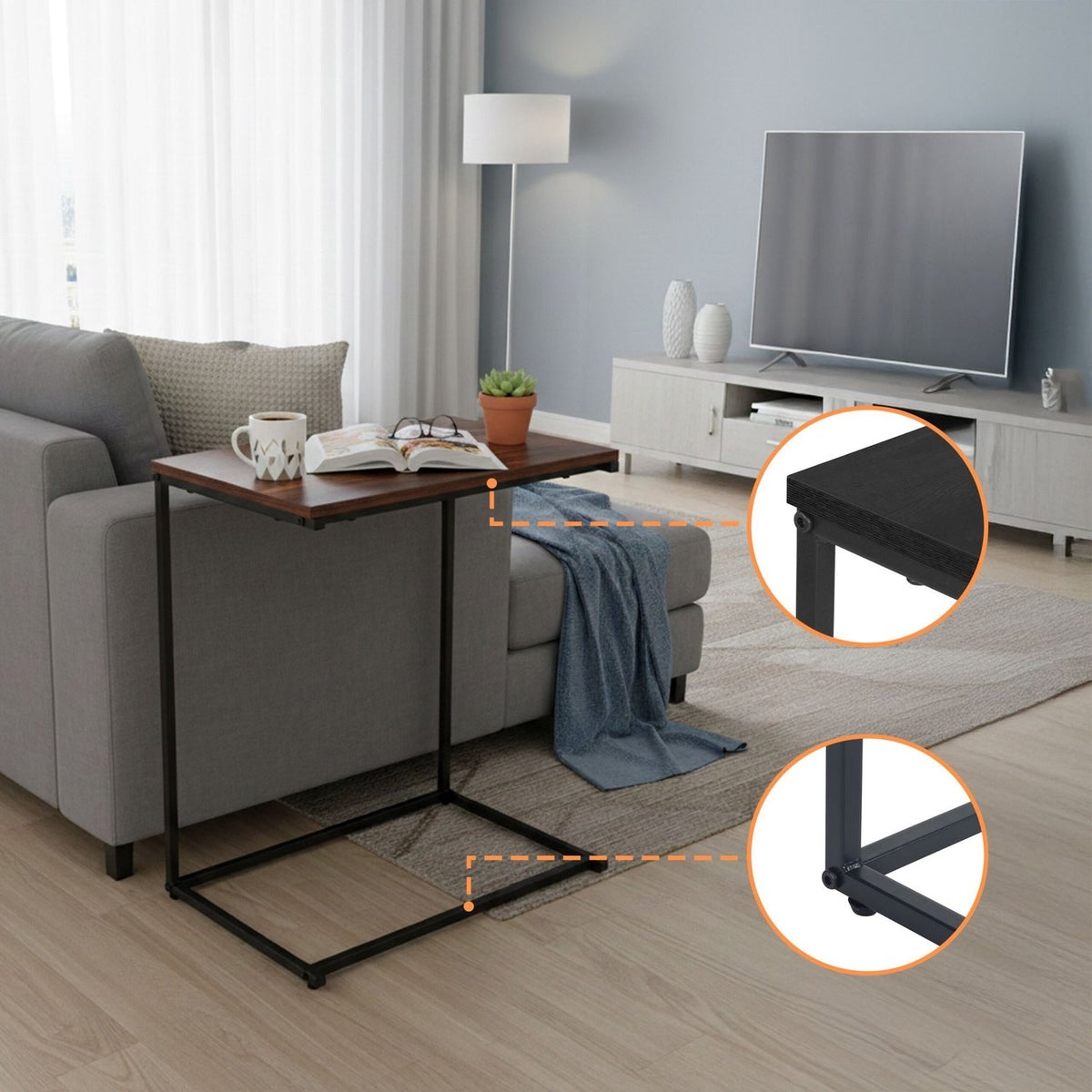 C-Shaped Side Table – Space-Saving, Versatile Design