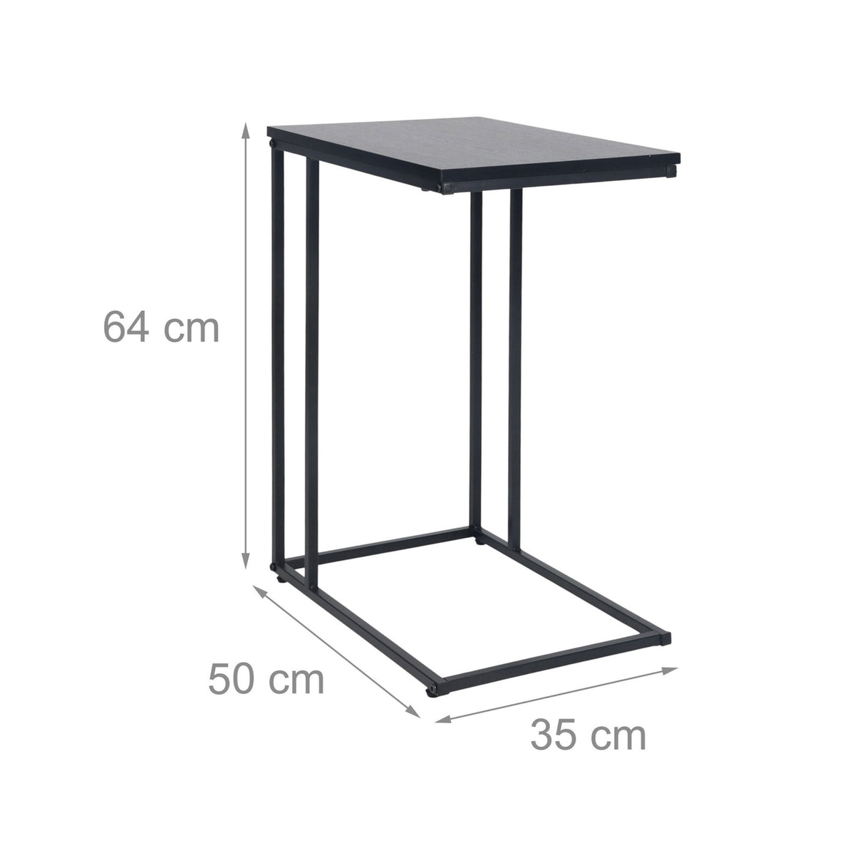 C-Shaped Side Table, Wood-Effect Top, Metal Frame