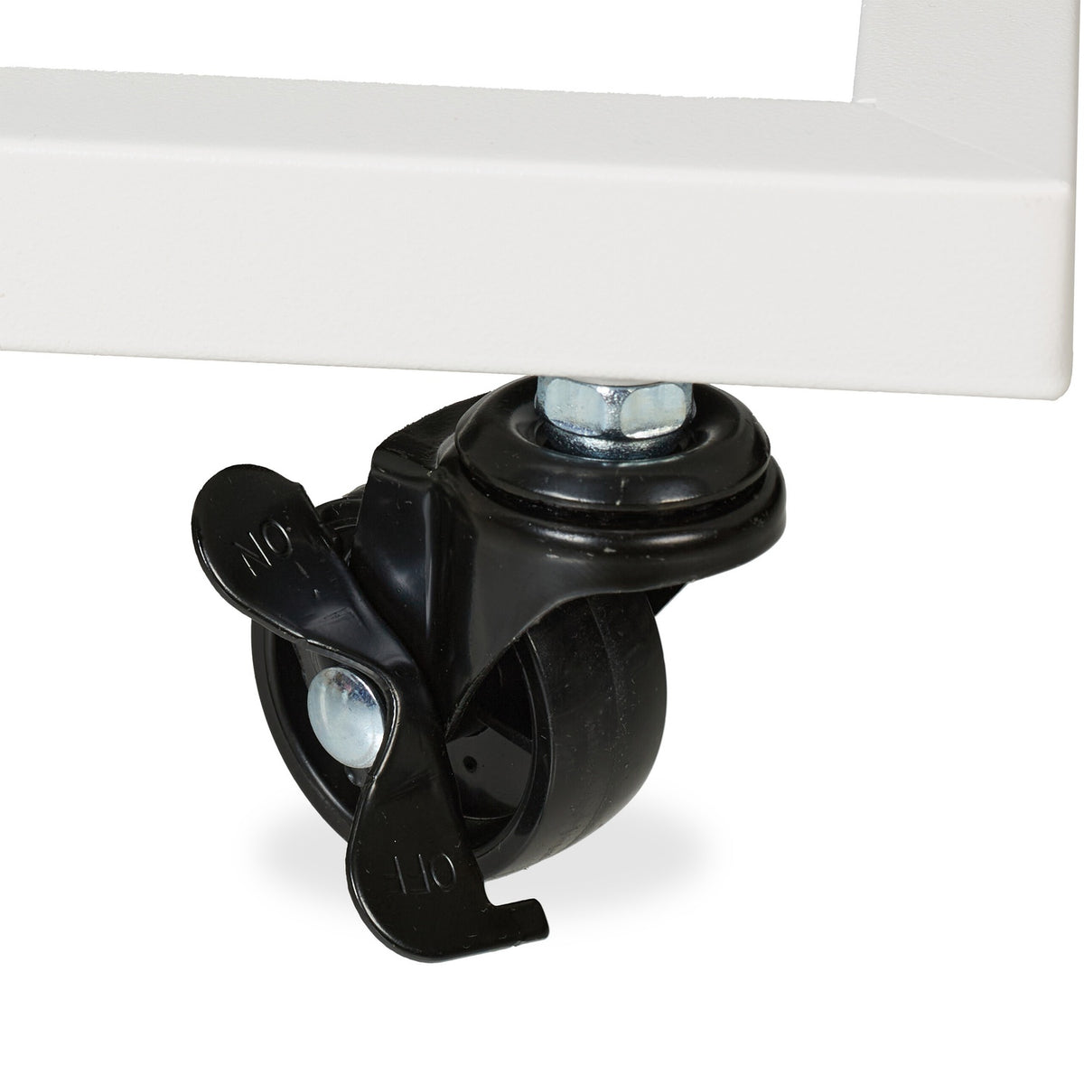 C-Shaped Side Table with Wheels, Metal and MDF