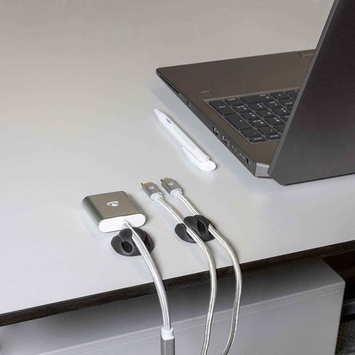 Cable Management | Cable clamp | Click and Go | 4 pcs. | Number of seats: 3 Discs | Maximum cable thickness: 5.3 mm | TPE | Black