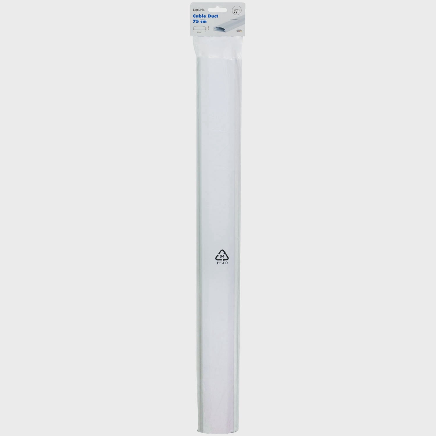 Cable Management Channel, 75x6x2 cm, White PVC