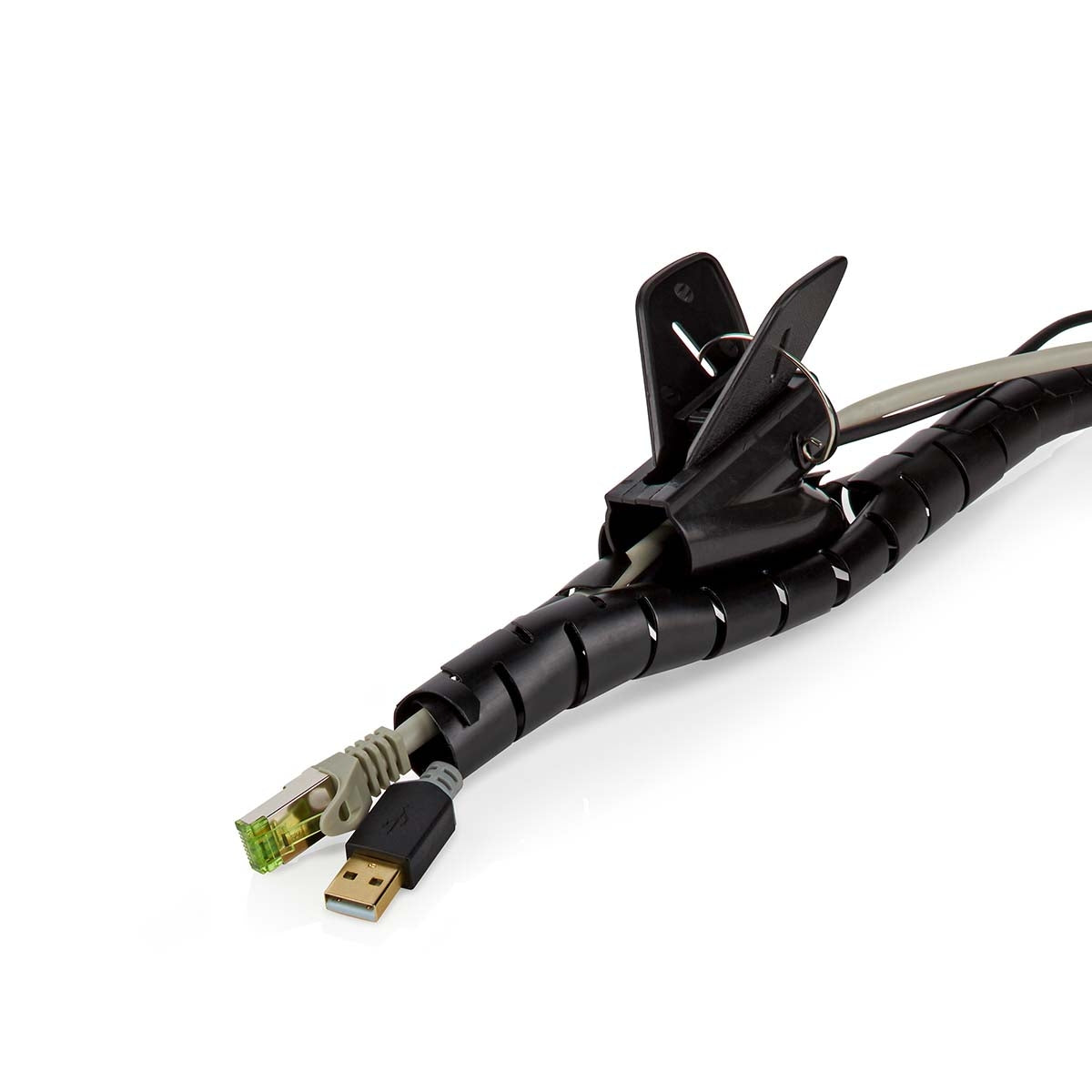Cable Management | Spiral sleeve | 1 pc. | Maximum cable thickness: 28 mm | PE | Black