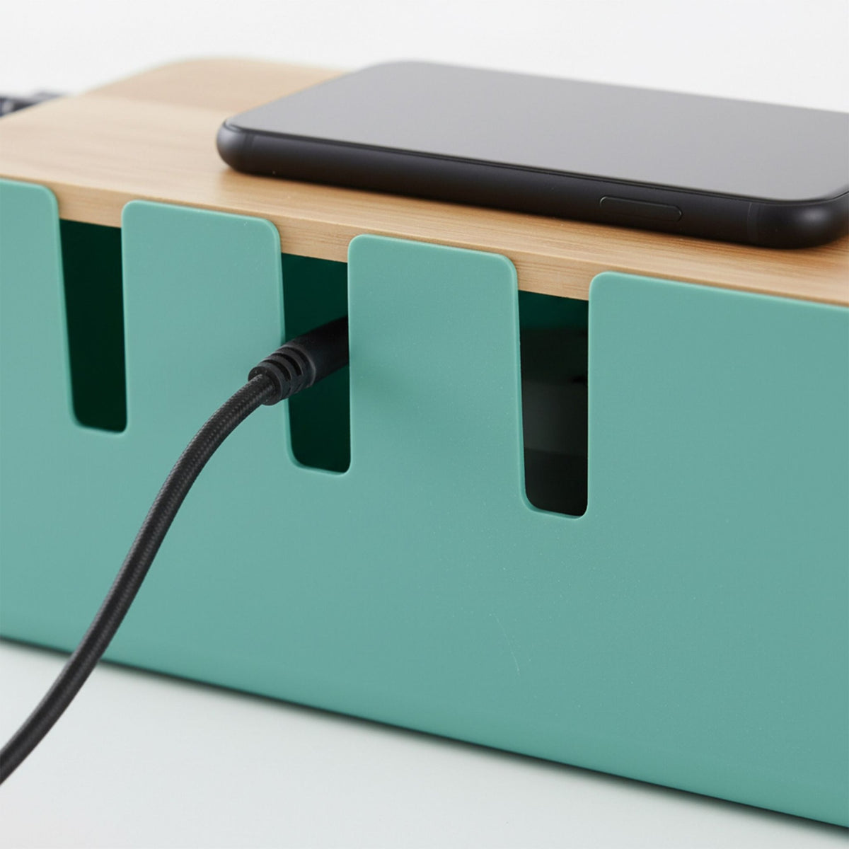 Cable Storage Box with Wooden Lid for Socket Strips