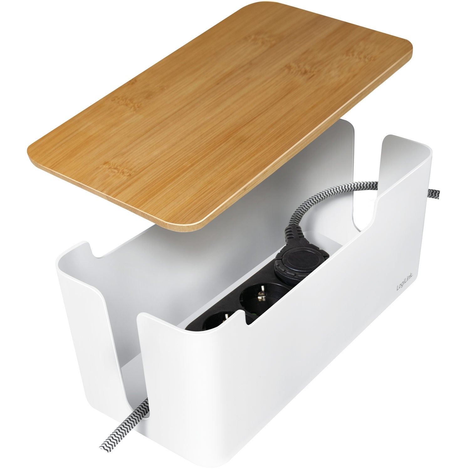 Cable box - Cable hider with bamboo lid 32x14x13cm