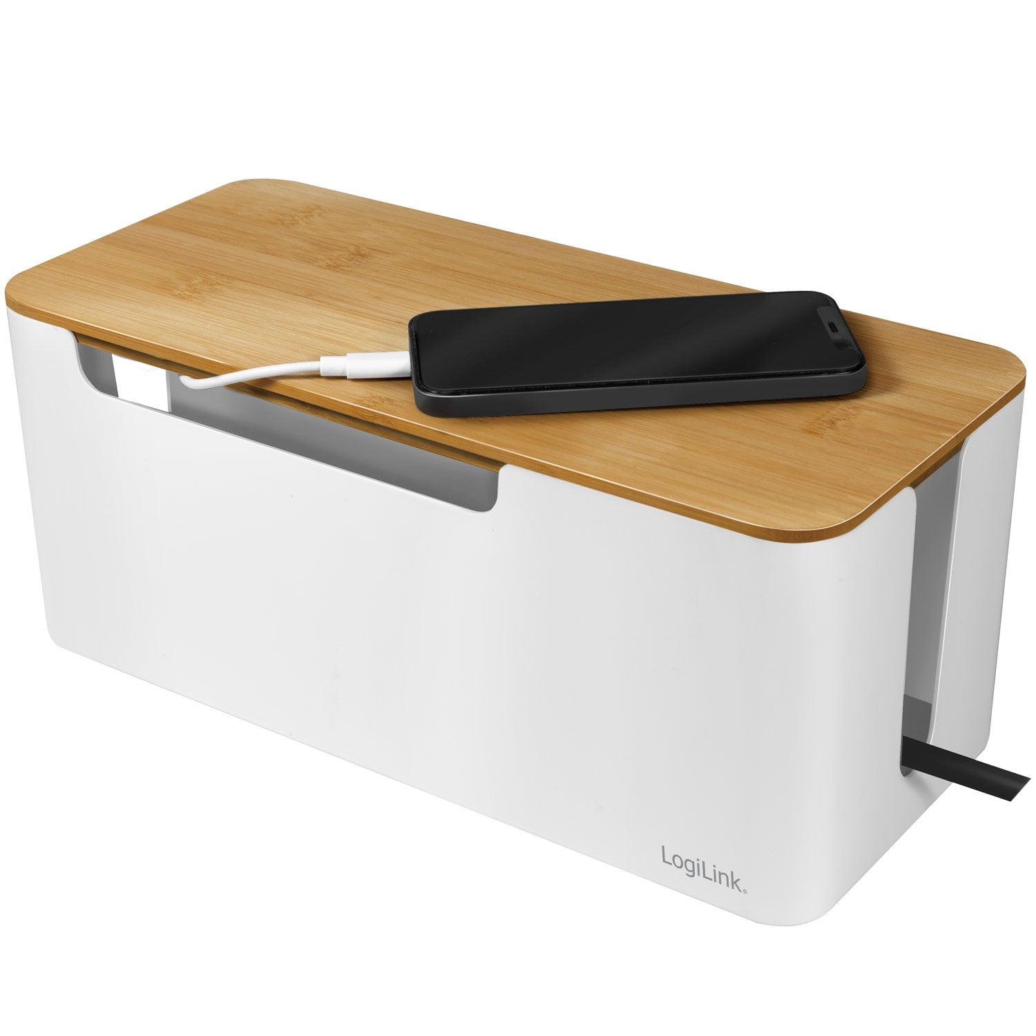 Cable box - Cable hider with bamboo lid 32x14x13cm