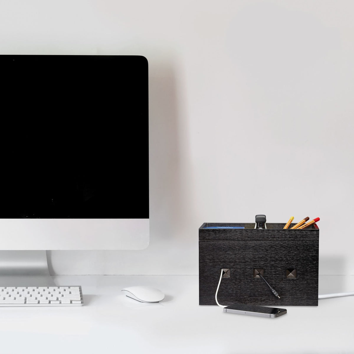 Cable box bamboo black