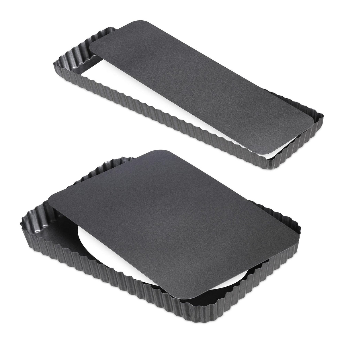 Cake tin with lifting base set of 2