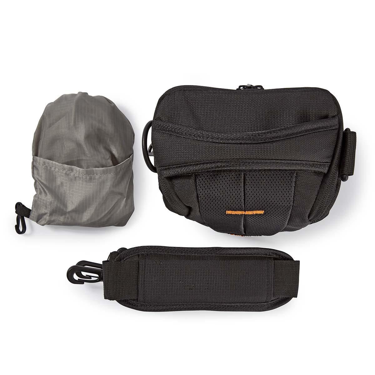 Camera Bag | Holster | Water-repellent | 140 mm | 185 mm | 145 mm | Total number of compartments: 3 | Black / Orange