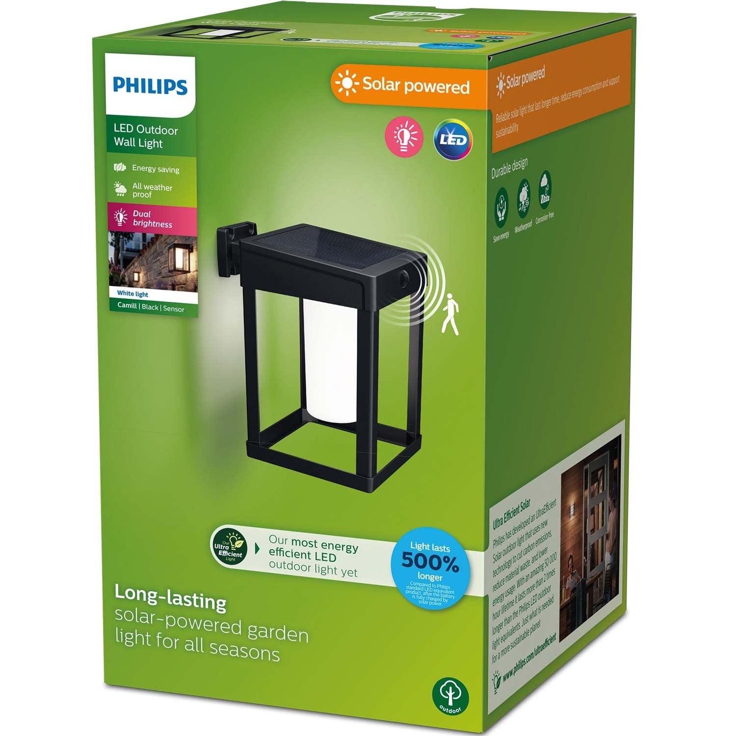 Camill Wall Lamp Solar Ultra Efficient LED 25lm/250lm Black