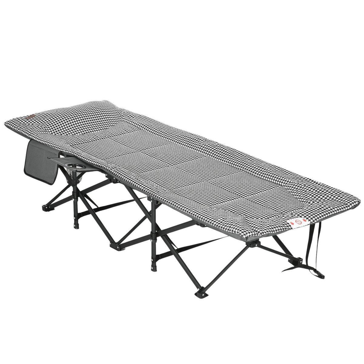 Camp Bed Camping Bed Camping Lounger Bag Cup Holder Up To 120Kg Black 68X186X48Cm