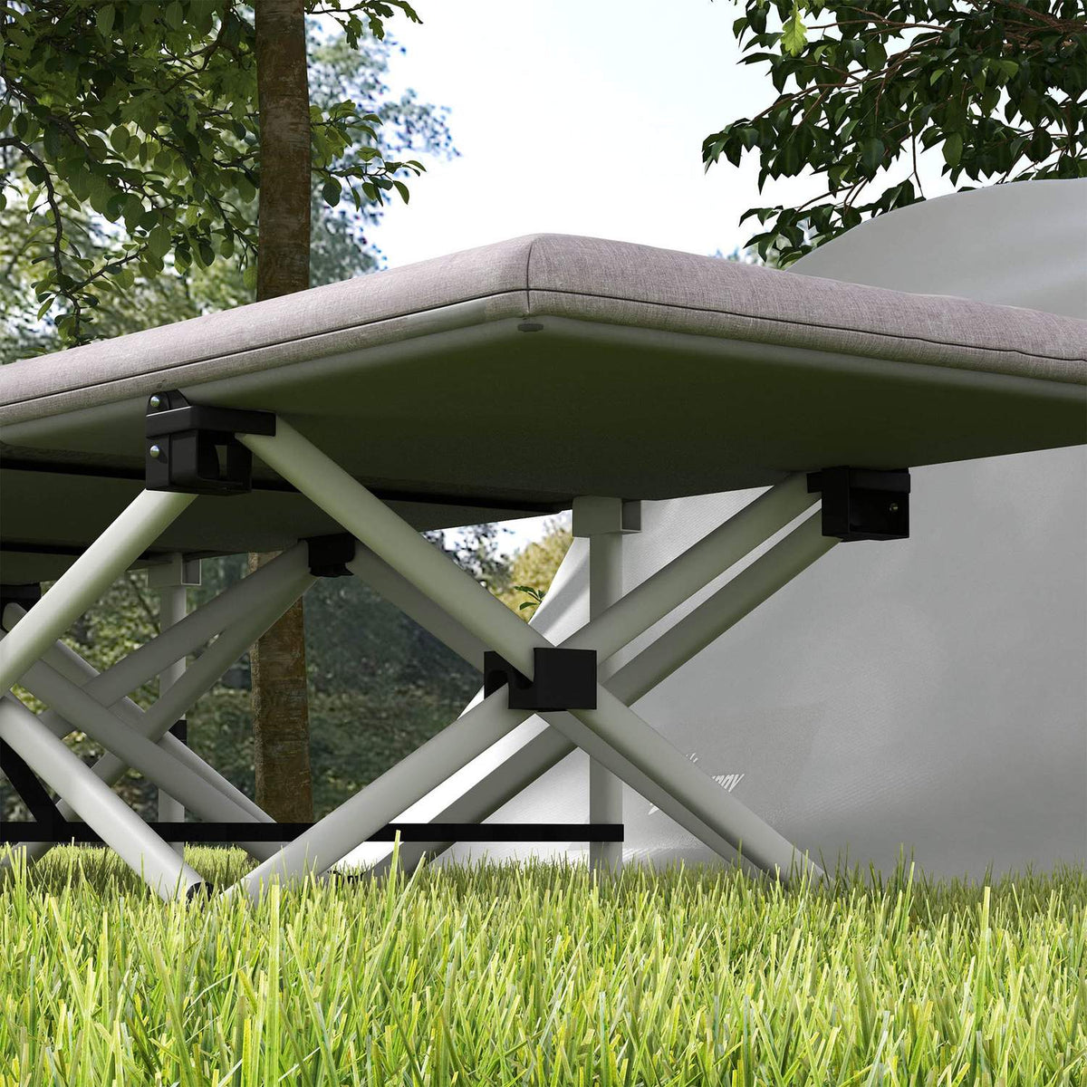 Camp Bed, Foldable Camping Bed With Storage Bag, Camping Lounger With Carry Bag, Load Capacity Up To 200 Kg, Oxford, Gray, 200 X 65 X 42 Cm