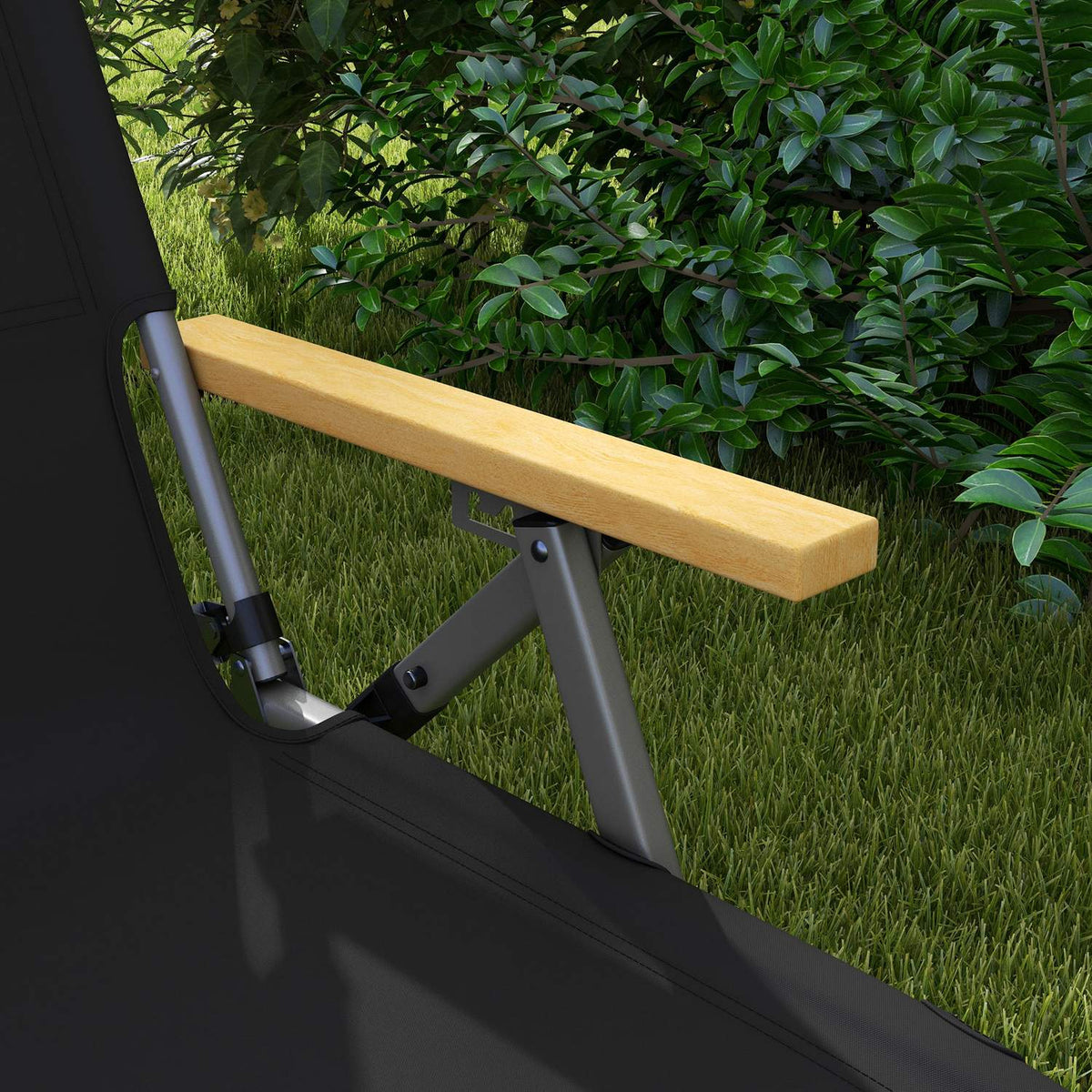 Camping Chair Folding Garden Chair with 4 Level Adjustable Backrest Headrest Folding Chair with Carry Bag Oxford Black