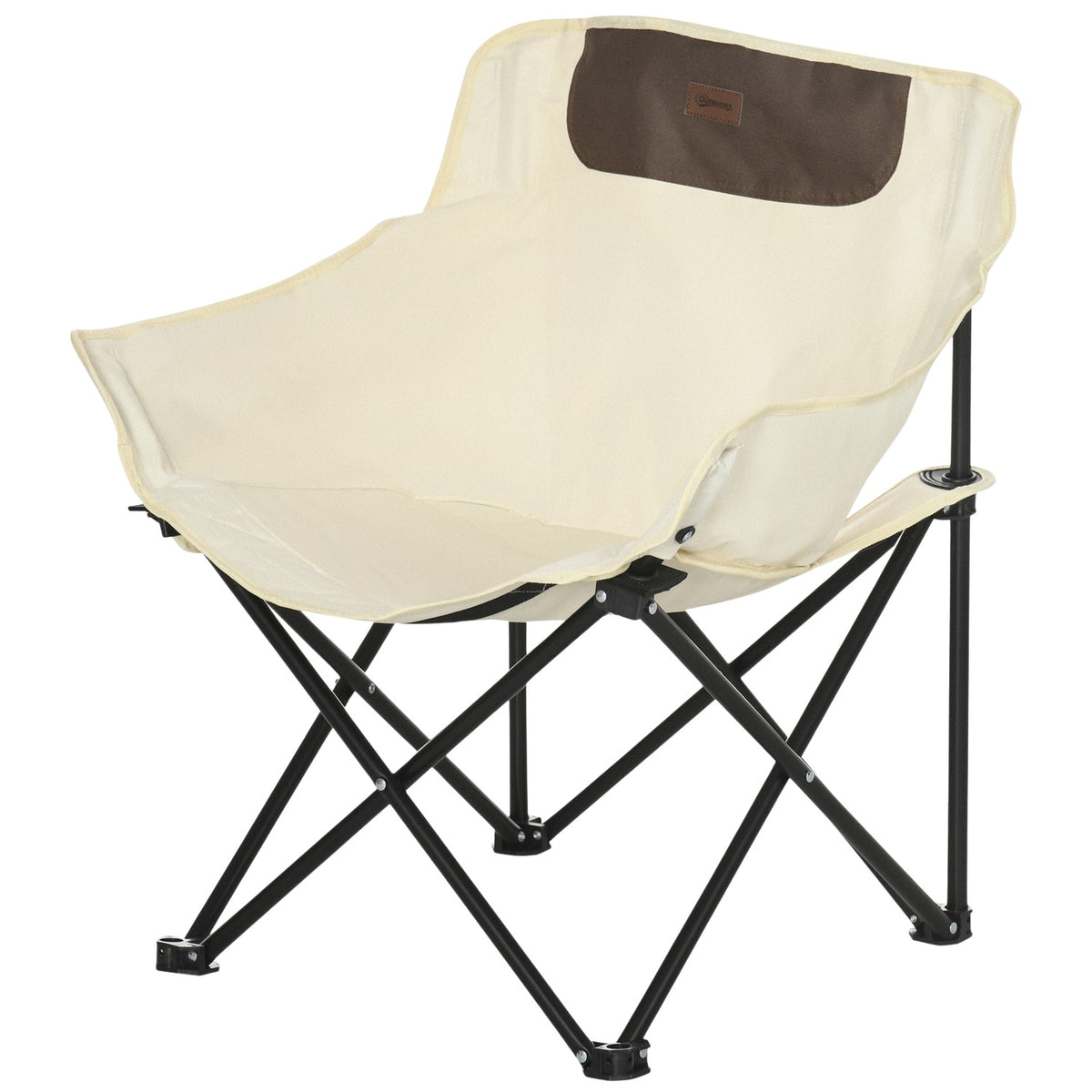 Camping Chair Folding Garden Chair with Side Pocket Steel Legs Folding Chair with Carry Bag for Pool Beach Oxford White
