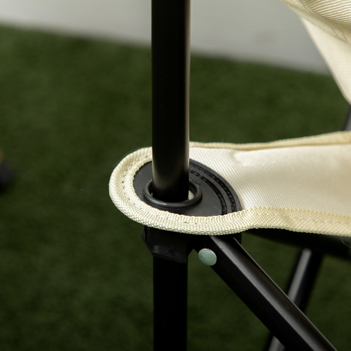 Camping Chair Folding Garden Chair with Side Pocket Steel Legs Folding Chair with Carry Bag for Pool Beach Oxford White