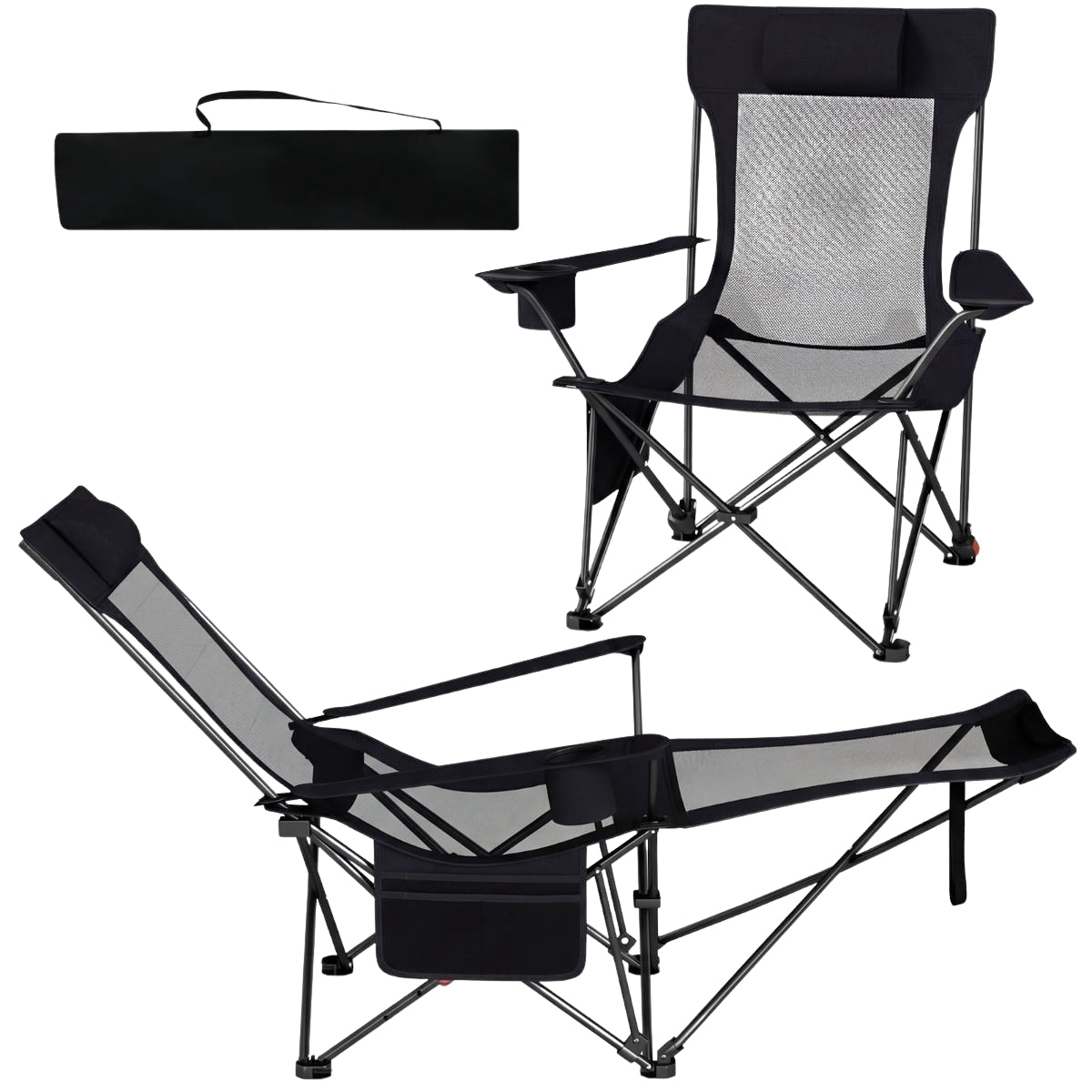 Camping Chair with Adjustable Footrest and Backrest
