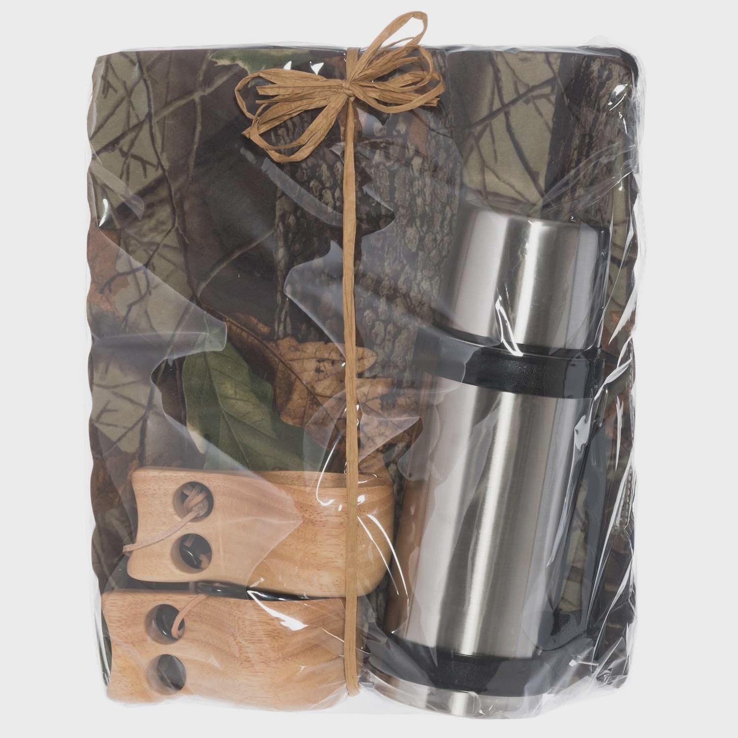 Camping Kit with Thermos, Wooden Cups, Foam Mats
