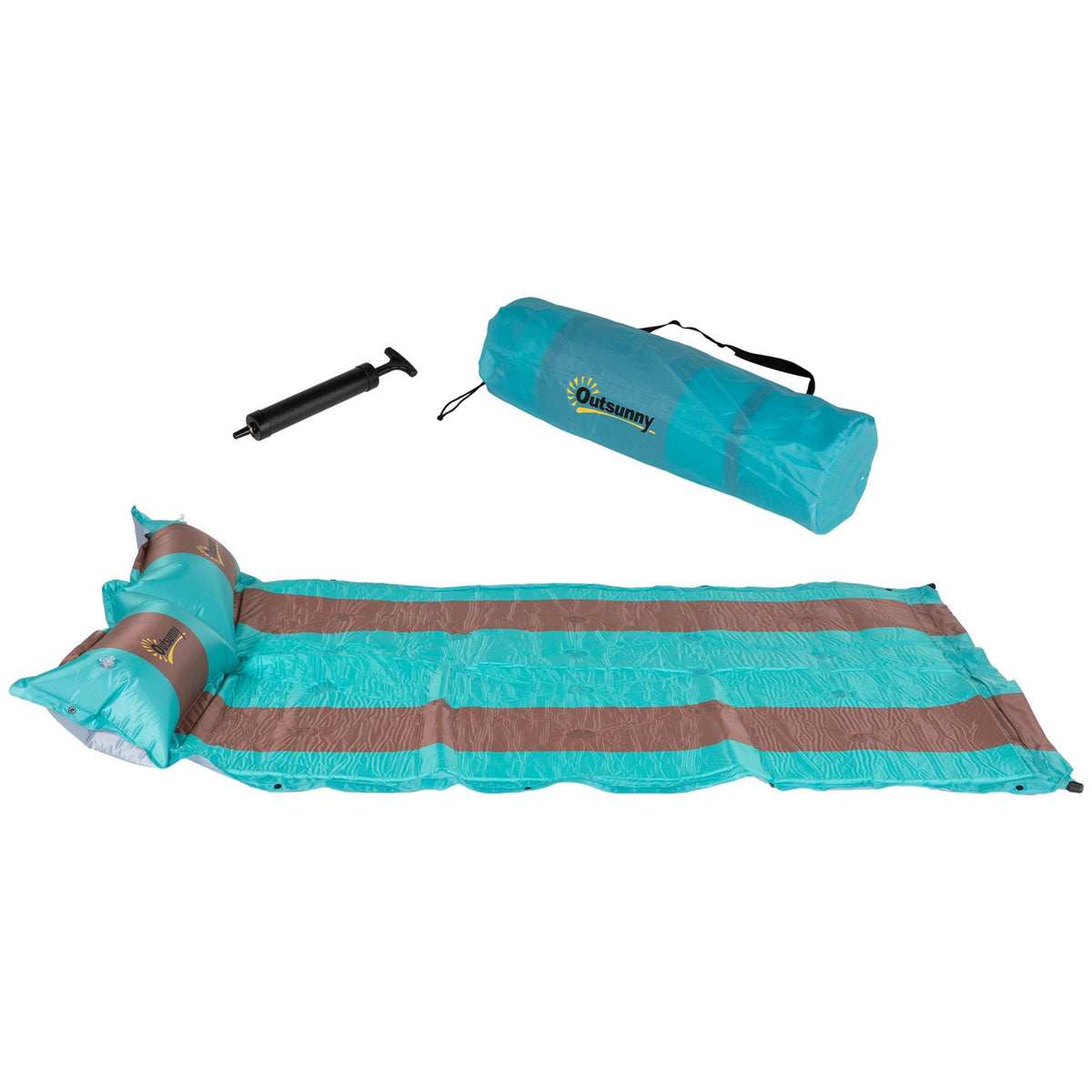 Camping Sleeping Mat 3Cm Thick Camping Mattress With Carry Bag & Pump, 192X135Cm, Blue+Coffee