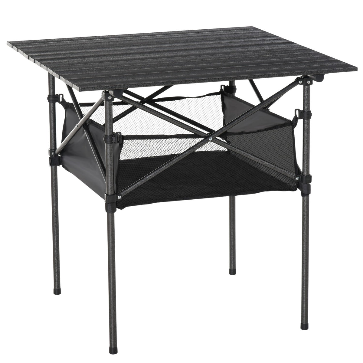 Camping Table Folding Aluminum Folding Table Lightweight Portable With Mesh Bag Black 70X70X69Cm
