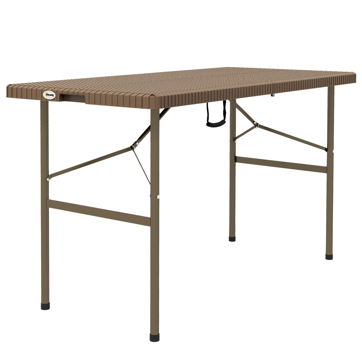 Camping Table Folding Rattan Look 4 Person Garden Table Balcony Terrace Hdpe Brown
