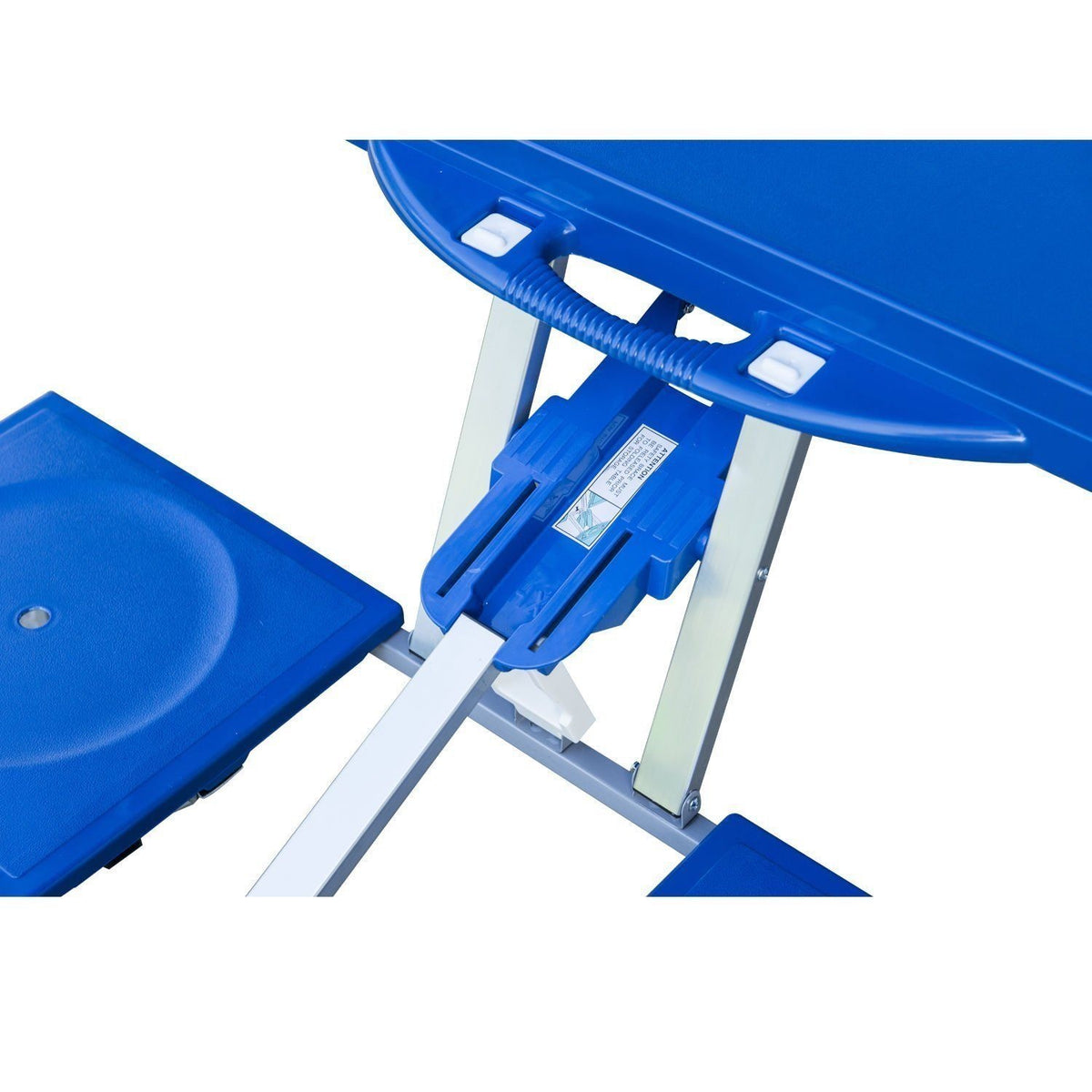 Camping Table Set Aluminum Picnic Table Foldable With 4 Seats, Portable Seating Group, Blue, 135.5X84.5X66 Cm, For Outdoor & Garden