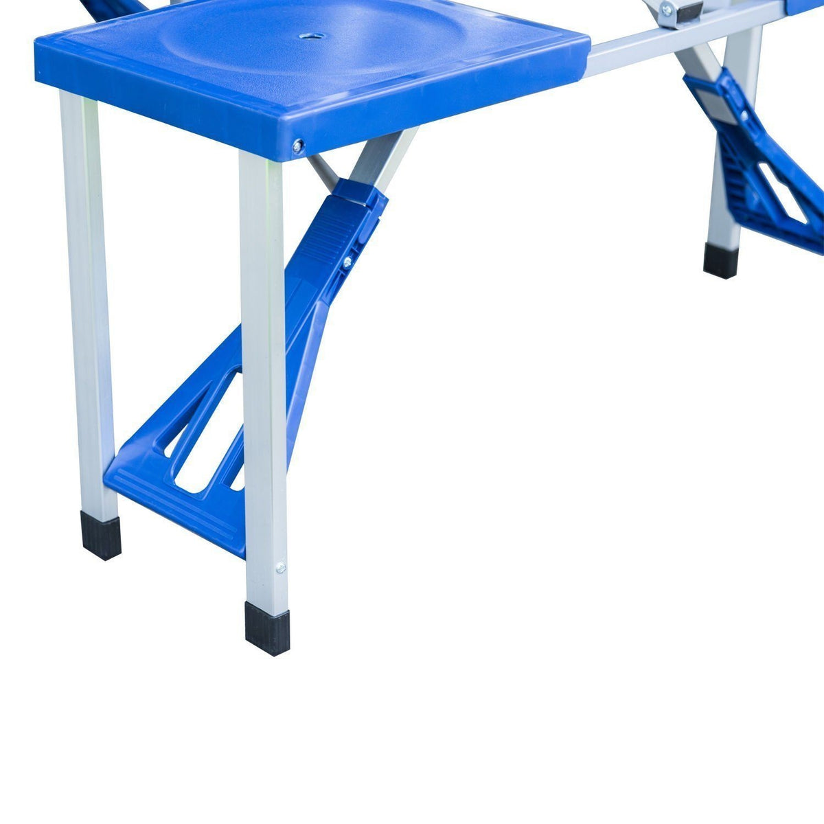 Camping Table Set Aluminum Picnic Table Foldable With 4 Seats, Portable Seating Group, Blue, 135.5X84.5X66 Cm, For Outdoor & Garden