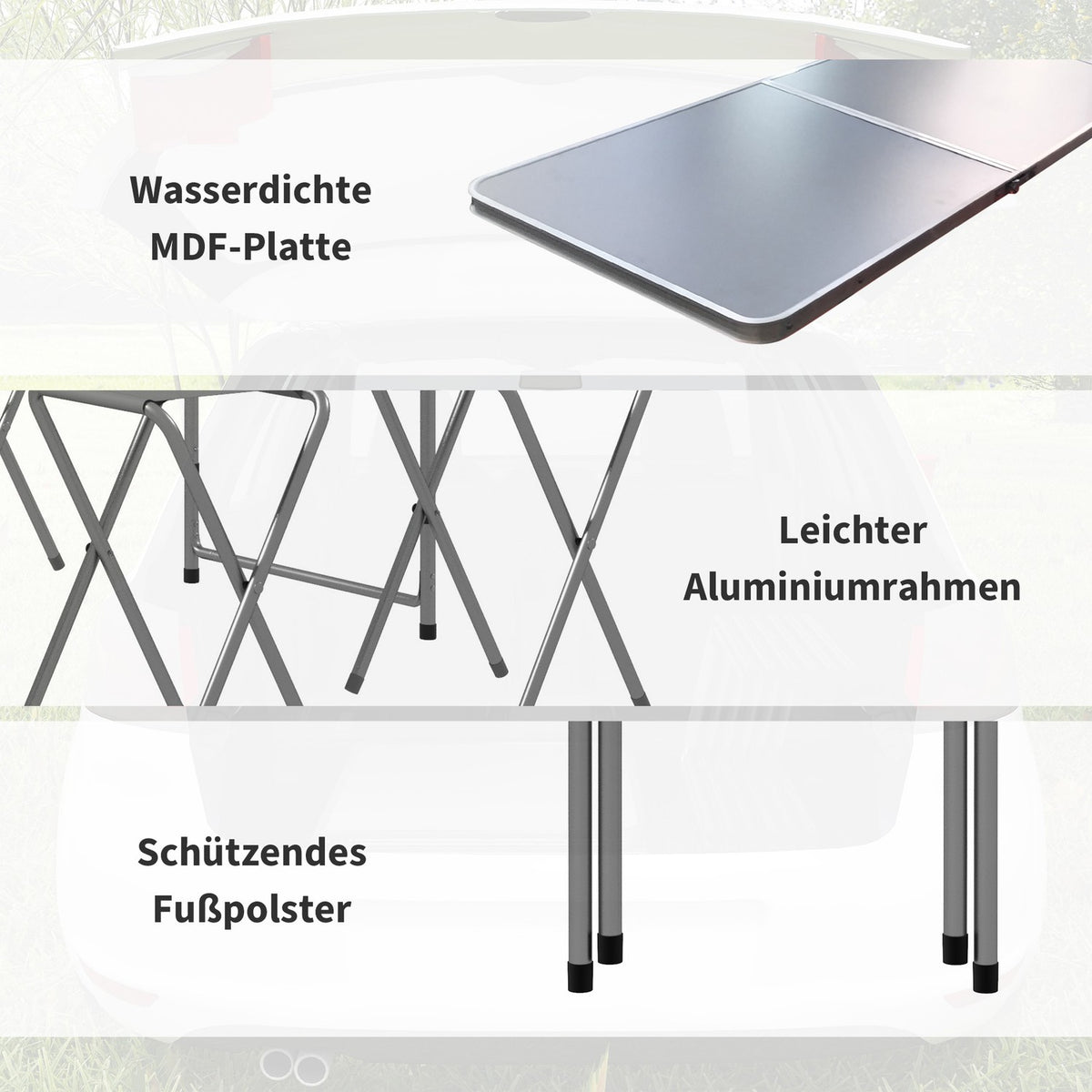 Camping Table Set, Folding Camping Table With 6 Chairs, Weatherproof Camping Seating Set, For Picnic, Garden, Aluminum, Gray