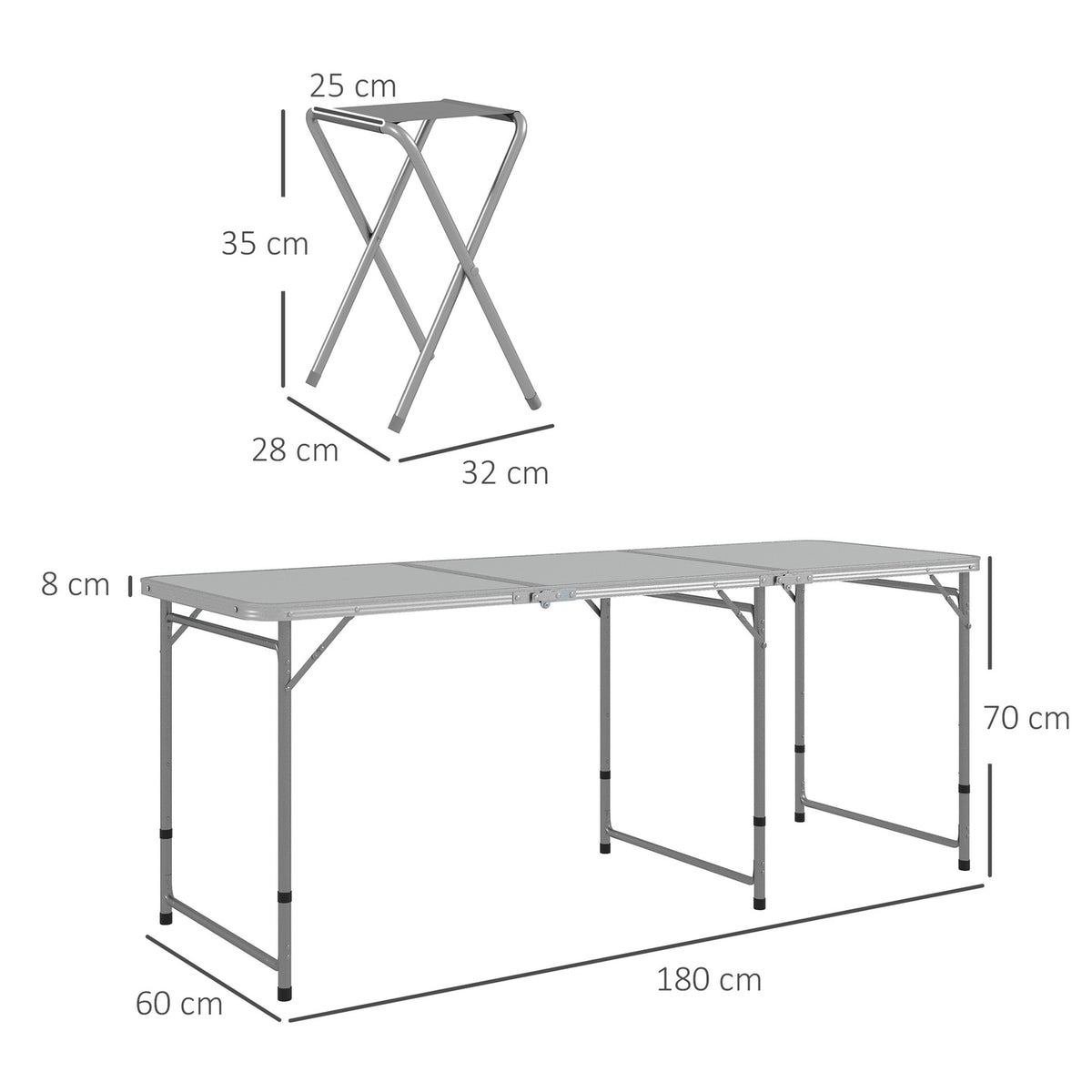 Camping Table Set, Folding Camping Table With 6 Chairs, Weatherproof Camping Seating Set, For Picnic, Garden, Aluminum, Gray