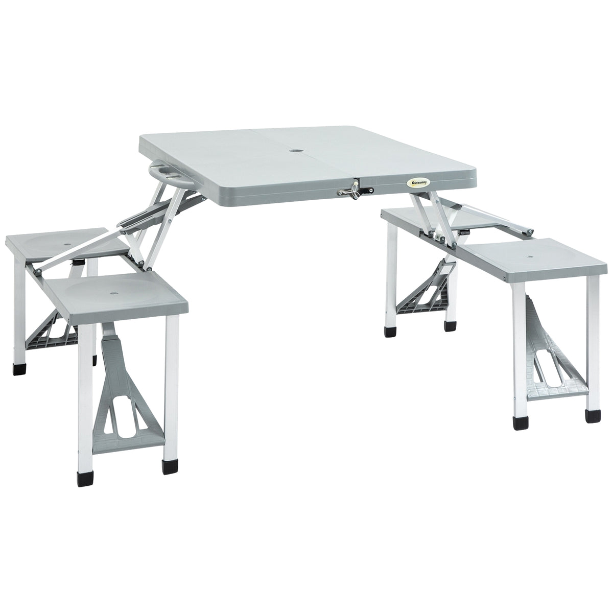 Camping Table Set Picnic Table Seating Group Folding Table With 4 Aluminum Chairs 135 X 82 X 66 Cm