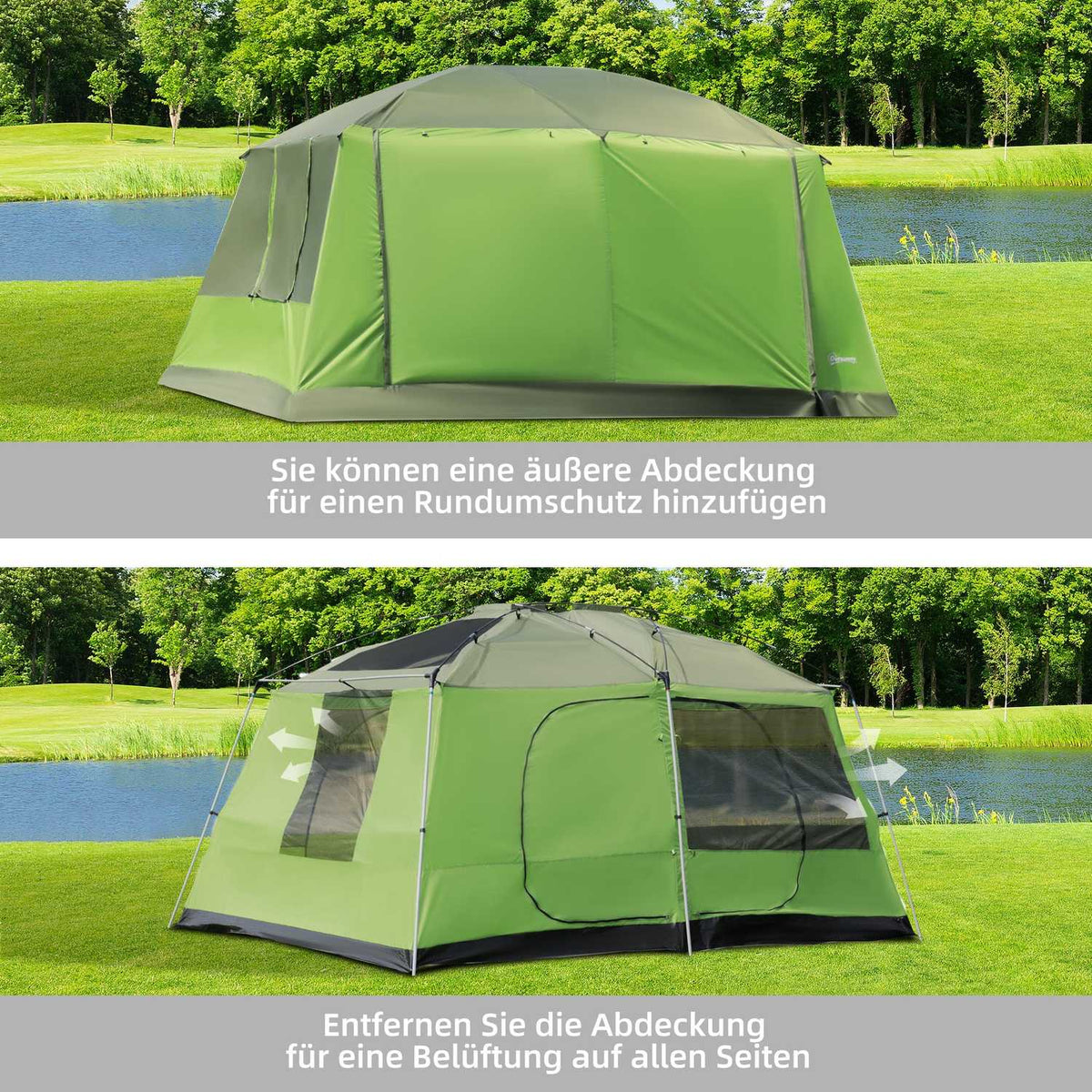Camping Tent Dome Tent Family Tent 2 Sleeping Cabins 4-8 People L405 X W305 X H225Cm