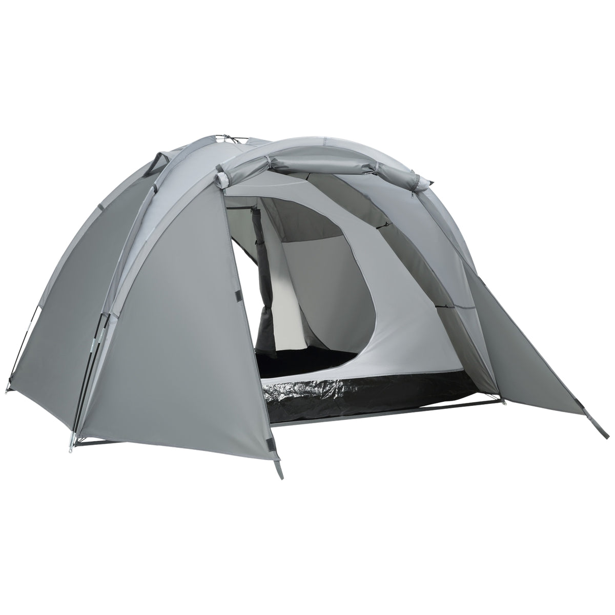 Camping Tent For 2-3 People Dome Tent With Door, Mesh Window, Transport Bag, Pu2000Mm, Grey